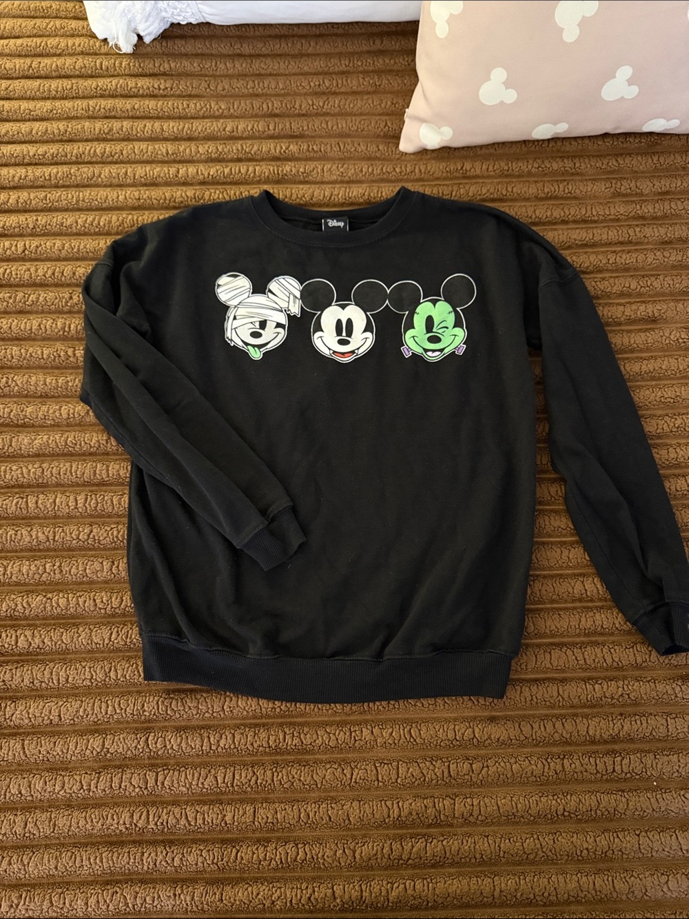 Disney Black Crewneck with Triple Mickey Heads